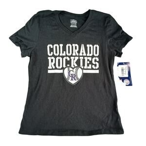 Colorado Rockies MLB Tee Girls Size L (10-12) Black Baseball T-Shirt Heart NWT